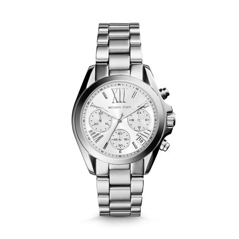 michael kors mini bradshaw silver tone watch|michael kors oversized bradshaw watch.